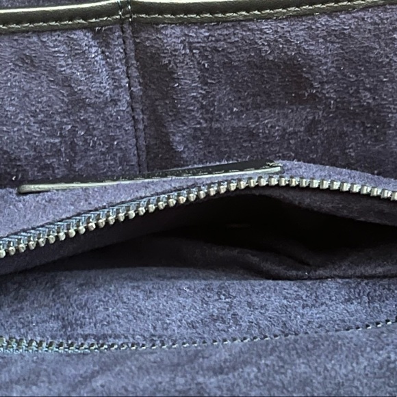 Lia Numa Purse Italian Leather Black Satchel Handles Clasp Handbag Striped - Picture 5 of 7